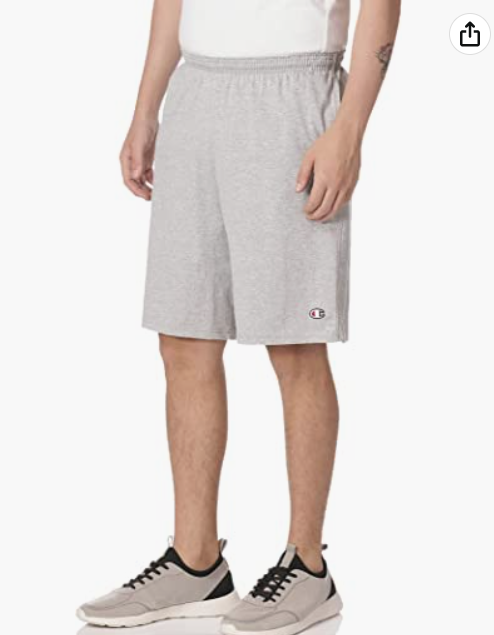 Champion Men's 9" Everyday Cotton Shorts with Pockets, Black//White, Large