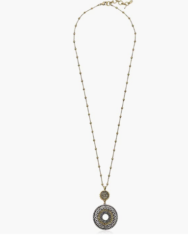 Lucky Brand Two Tone Tribal Pendant Necklace, 76.2cm + 3.8cm Extension Chain